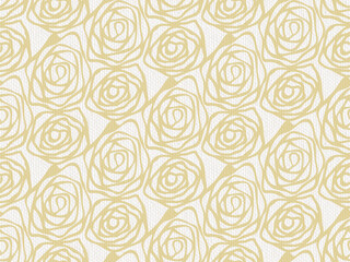 Hand drawn swirl rose flower on canvas pattern seamless repeat background