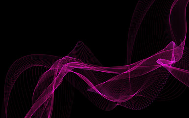 Dark abstract background with a glowing abstract waves