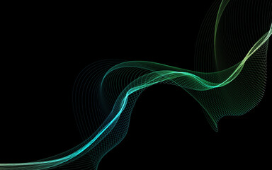 Dark abstract background with a glowing abstract waves