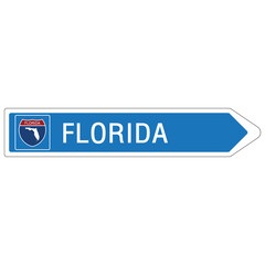 Roadway sign Welcome to Signage on the highway in american style Providing florida