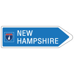 Roadway sign Welcome to Signage on the highway in american style Providing new hampshire