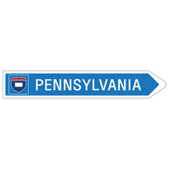Roadway sign Welcome to Signage on the highway in american style Providing pennsylvania