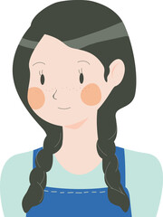 Farm girl wearing denim overalls