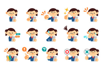 学生　スマートフォン　上半身　女の子　制服　セット