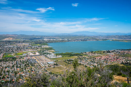 A small clear lake in along the Riverside County of Lake Elsinore, California