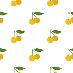 Obraz premium Yellow Cherry. Seamless Vector Patterns
