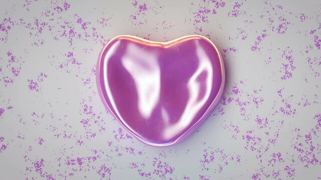 Beating pink jelly heart. 3D render seamless loop animation
