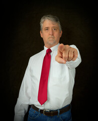 The blame game concept showing a blank face businessman, husband, boyfriend, colleague or...