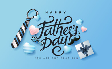 Happy Fathers Day banner background.Promotion and shopping template.Happy Fathers Day calligraphy.