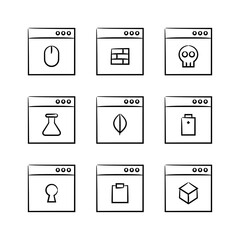 web browser and internet icons hand drawn theme