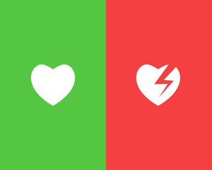 heart and broken heart icons vector