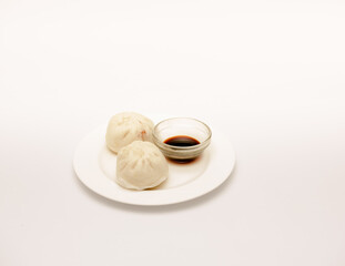 Delicious Asian breakfast shot isolated against a white background. 