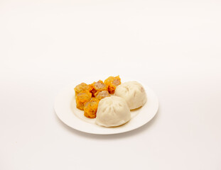 Delicious Asian breakfast shot isolated against a white background. 