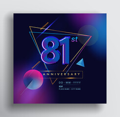 81st Years Anniversary Logo with Colorful Abstract Geometric background, Vector Design Template Elements for Invitation Card and Poster Your Birthday Celebration.