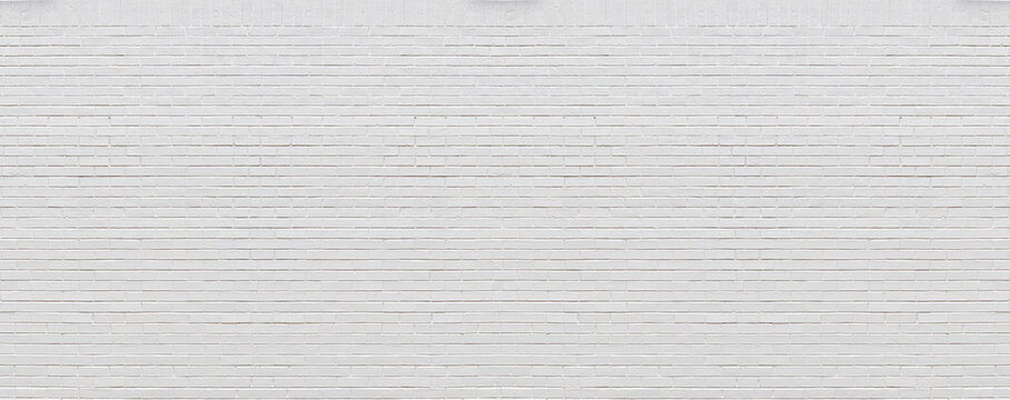 Fototapeta High resolution build panorama of  fresh painted white bricks wall background 