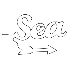 one line continuous drawing sea right way signage symbol