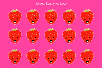 smiling strawberry seamless background