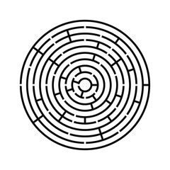Vector circle maze isolated on white background. Education logic game labyrinth for kids.