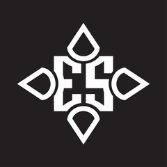 ES Logo monogram with four cone rounded by the shape design template