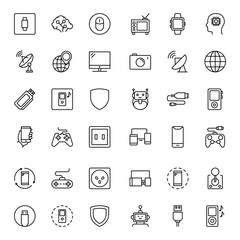 Electronics set line icons
