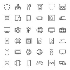 Electronics set line icons