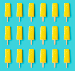 yellow popsicle on a blue background