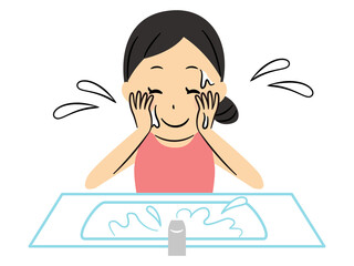 illustration of lady washing her face