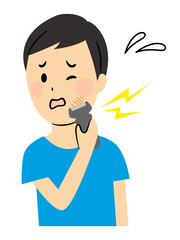 illustration of man shaving his beard