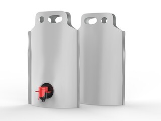 Blank Paper  Aluminum Foil Aseptic pouch bag Wine Dispenser with a Tap For Branding. 3d render illustration.