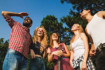 Friends having fun together in the park.