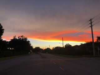 Sunset on the road