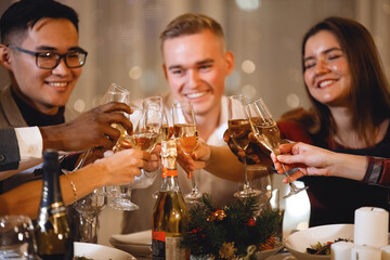 Friends at holiday table.