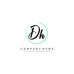 DH initials signature logo. Handwriting logo vector templates. Hand drawn Calligraphy lettering Vector illustration.