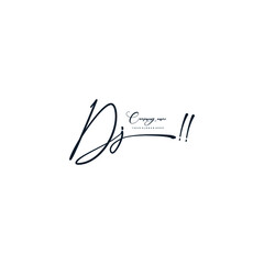 DJ initials signature logo. Handwriting logo vector templates. Hand drawn Calligraphy lettering Vector illustration.