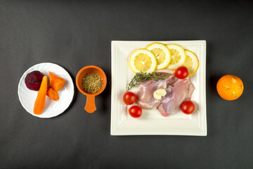 Chicken with orange and vegetables
