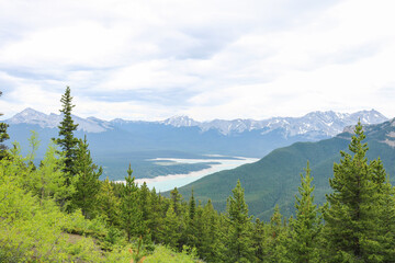 Canadian Mountains with Trees, Rocks, and Lakes