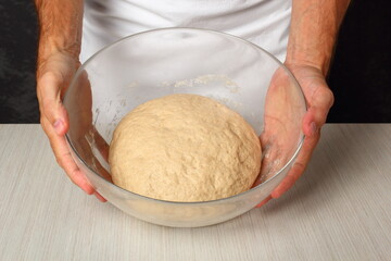 Dough after rising. Making Flatbread.