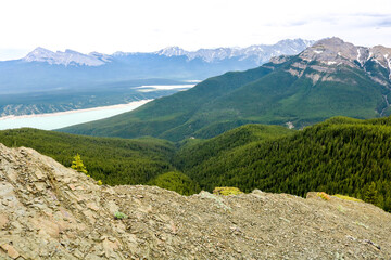 Canadian Mountains with Trees, Rocks, and Lakes