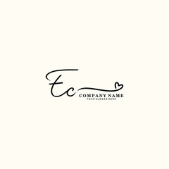 EC initials signature logo. Handwriting logo vector templates. Hand drawn Calligraphy lettering Vector illustration. - obrazy, fototapety, plakaty