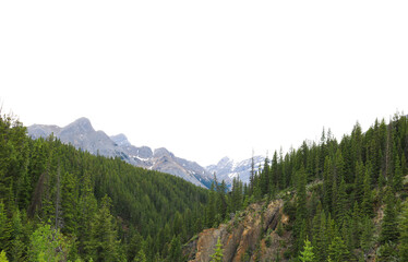 Canadian Mountains with Trees, Rocks, and Lakes