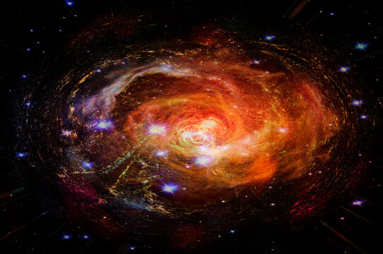 Black hole red spiral. Elements of this image furnished by NASA