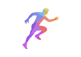 Plakat Running man front view vector silhouette. Running man silhouette logo template vector.