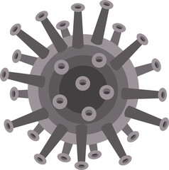 Coronavirus icon in gray color isolated on white background. Coronavirus bacterial cell icon. Flat infographics. Vector illustration