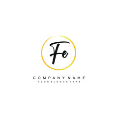 FE initials signature logo. Handwriting logo vector templates. Hand drawn Calligraphy lettering Vector illustration.