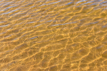 Fototapeta na wymiar Texture of ripple sea water with sand bottom for background