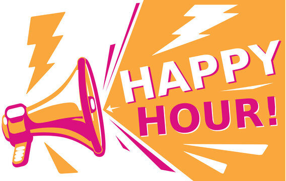 Happy hour - sign with megaphone