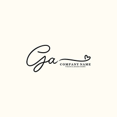 GA initials signature logo. Handwriting logo vector templates. Hand drawn Calligraphy lettering Vector illustration.