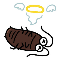かわいい仰向けで死んだゴキブリのキャラクター