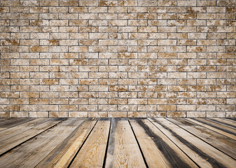 room with brick wall