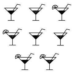 set of drinks and cocktail